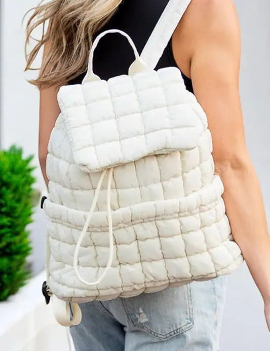 Quilted Puffer Backpack Ivory OneSize Handbags