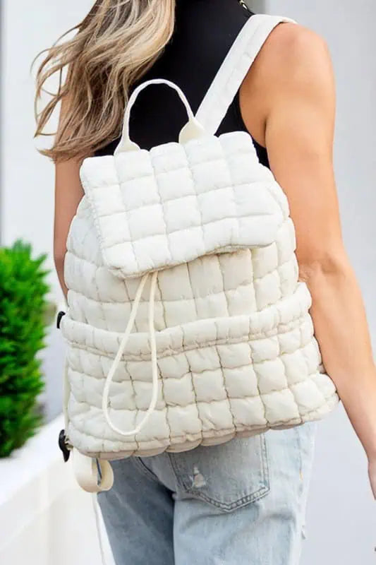 Quilted Puffer Backpack Ivory OneSize Handbags