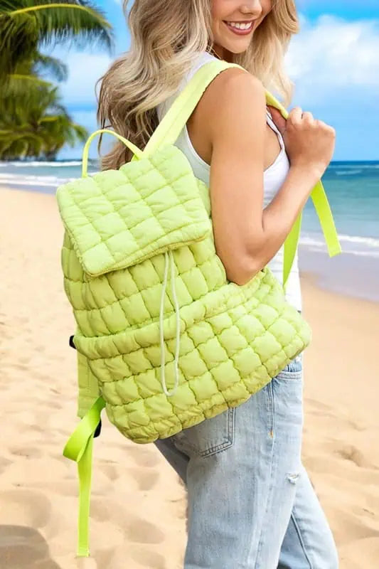 Quilted Puffer Backpack Citrine OneSize Handbags