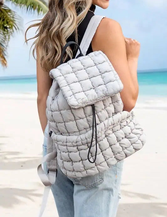 Quilted Puffer Backpack Pebble OneSize Handbags