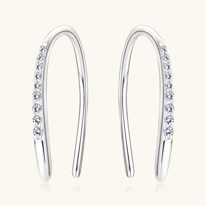 Moissanite 925 Sterling Silver U Shape Earrings Silver Earrings