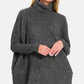 Brushed Melange Hacci Black Turtleneck Sweater - DAVERRI FASHIONS