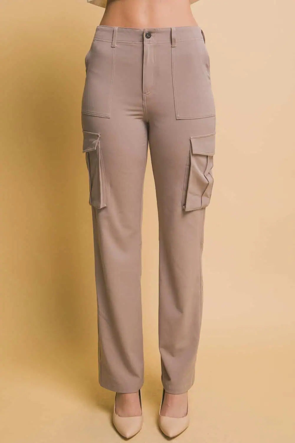 Love Tree High Rise Cargo Pants with Pockets Bottoms