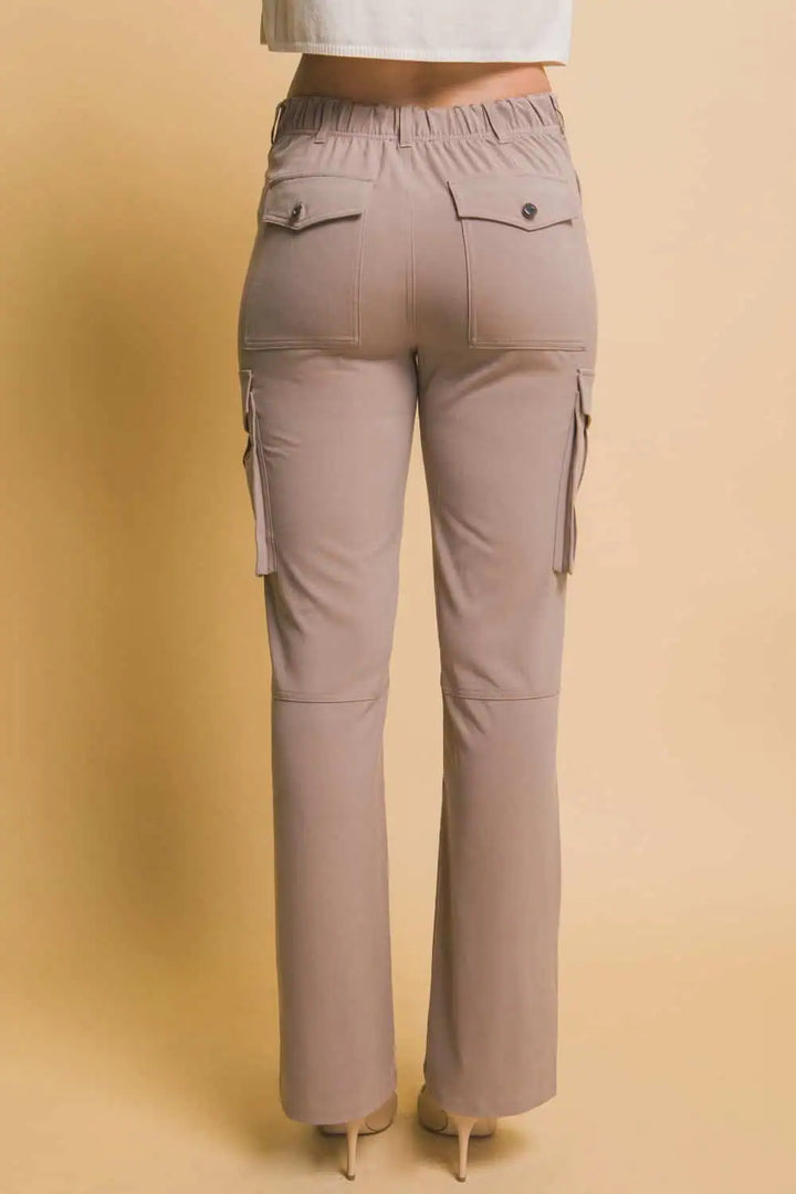 Love Tree High Rise Cargo Pants with Pockets Bottoms