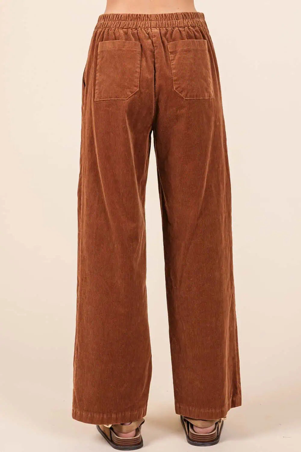 Corduroy Back Elastic Waist Pants Bottoms