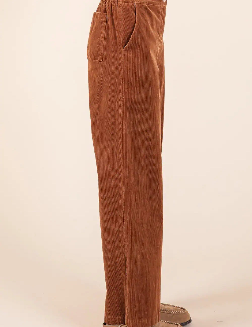 Corduroy Back Elastic Waist Pants Bottoms