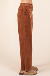 Corduroy Back Elastic Waist Pants Bottoms