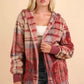 VERY J Fuzzy Plaid Long Sleeve Hooded Jacket Tops