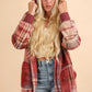 VERY J Fuzzy Plaid Long Sleeve Hooded Jacket Tops