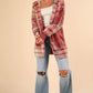 VERY J Fuzzy Plaid Long Sleeve Hooded Jacket Tops