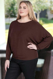 Zenana Plus Batwing Sleeve Knit Top-Casual Comfort Shirts & Tops