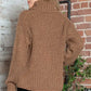 Turtleneck Dropped Shoulder Pullover Sweater Brown - DAVERRI FASHIONS