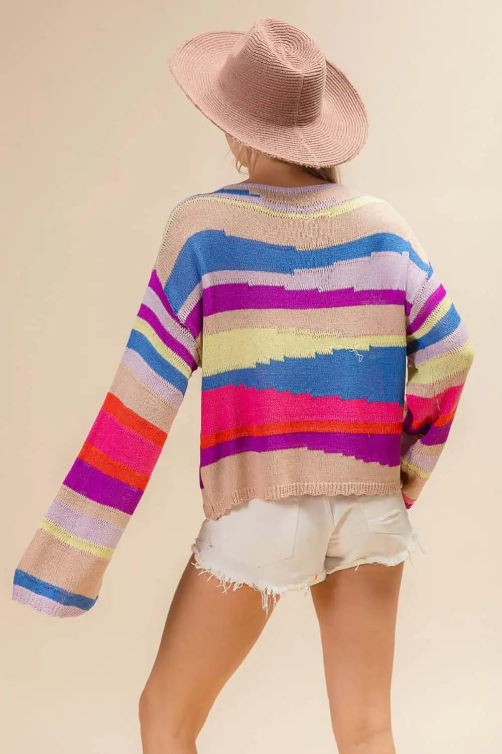 BiBi Multi Color Geometric Stripe Sweater Sweaters