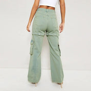 High-Waisted Convertible Cargo Jeans | Cargo Jeans Daverri Fashions