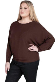 Zenana Plus Batwing Sleeve Knit Top-Casual Comfort Shirts & Tops