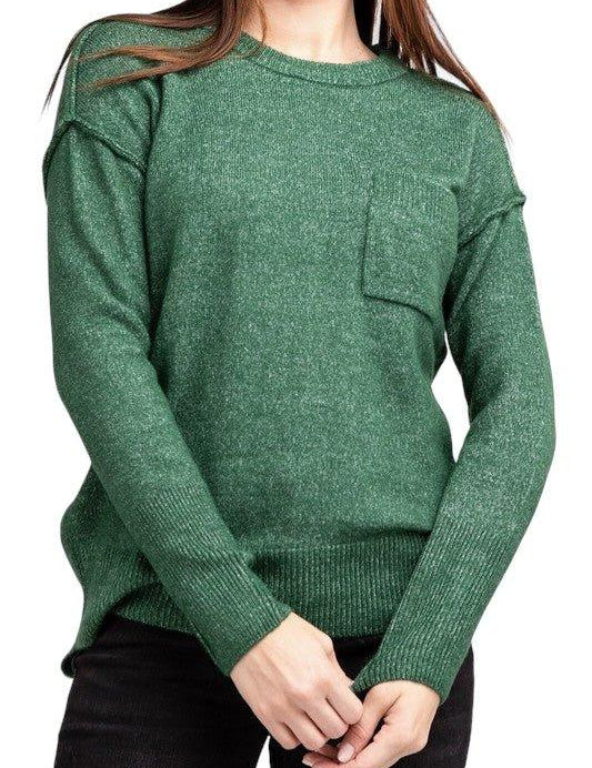 Zenana Hi-Low Hem Round Neck Sweater Sweaters