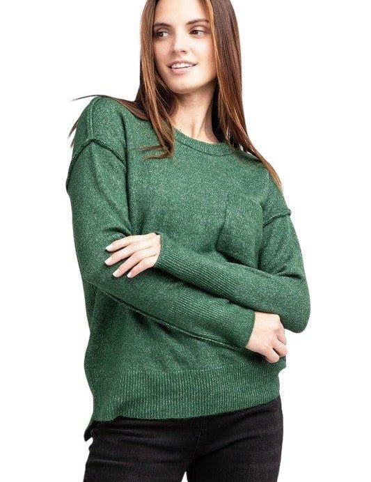 Zenana Hi-Low Hem Round Neck Sweater Sweaters