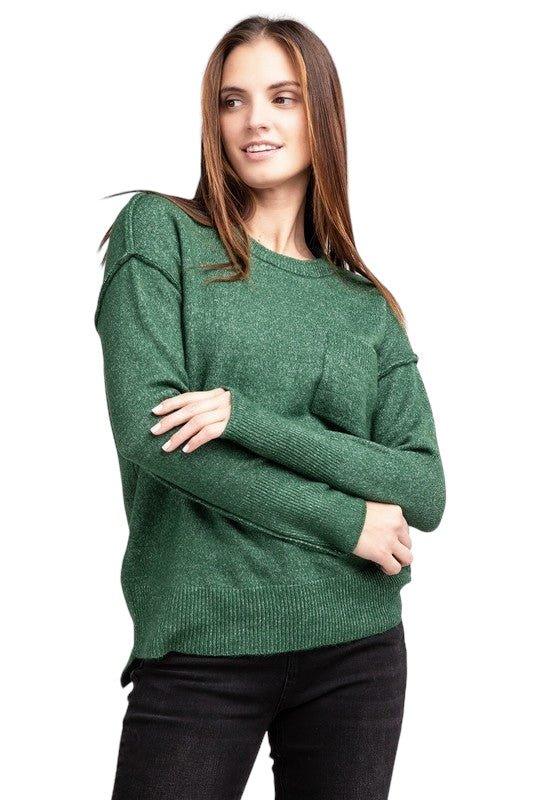 Zenana Hi-Low Hem Round Neck Sweater Sweaters
