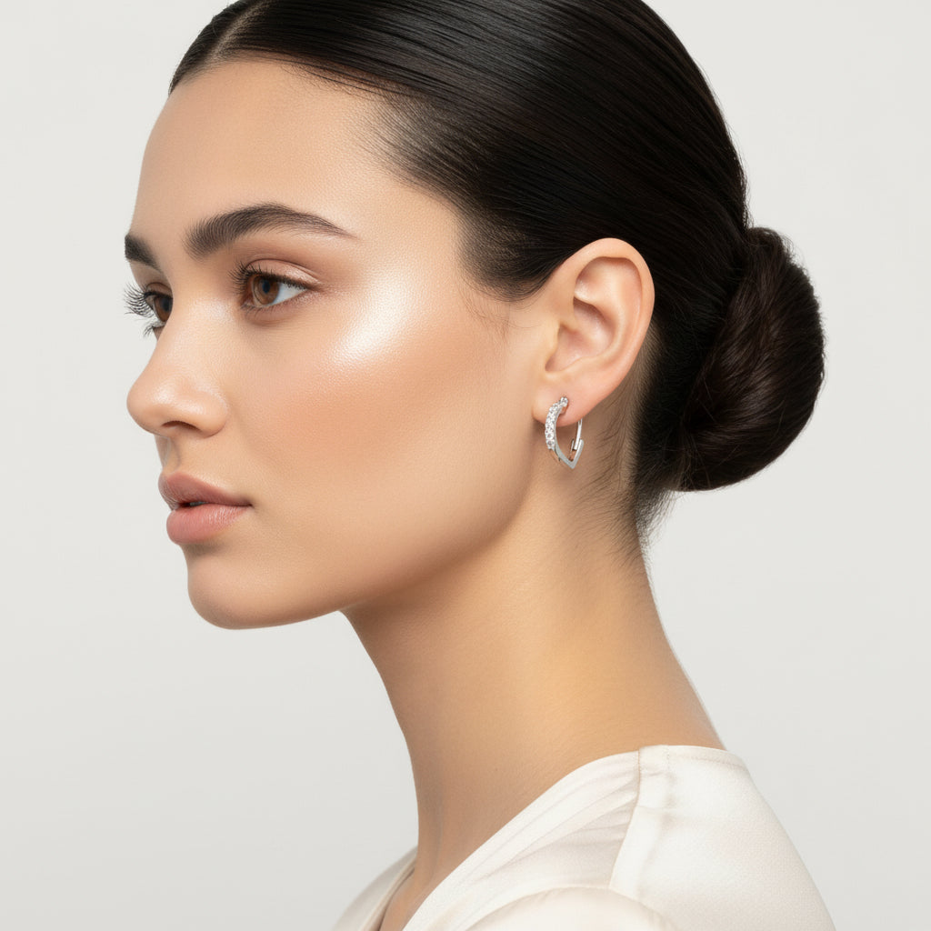 Gold hoop earrings with diamond accents in 925 sterling silver