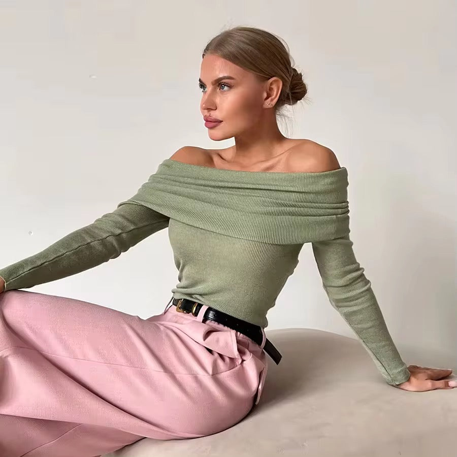 Off-Shoulder Long Sleeve Sweater
