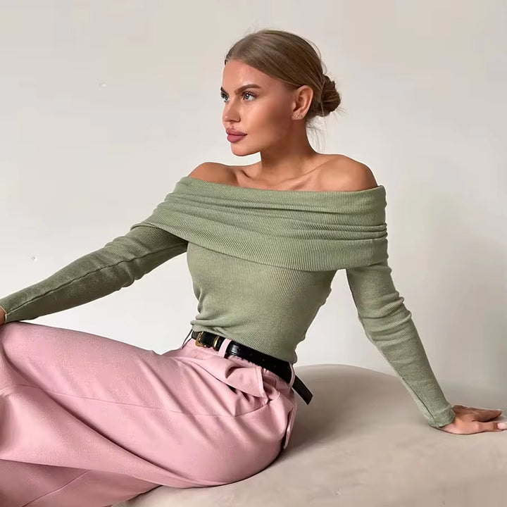 Off-Shoulder Long Sleeve Sweater