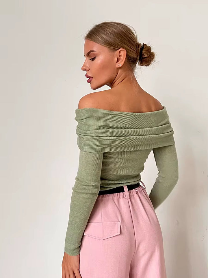 Off-Shoulder Long Sleeve Sweater
