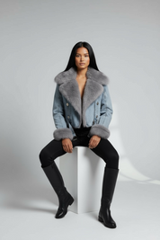 Full Size Faux Fur Collar Denim Jacket Plus Size | Jackets Daverri Fashions