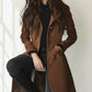 Daverri Fashions Brown Button Up Long Sleeve Coat - DAVERRI FASHIONS