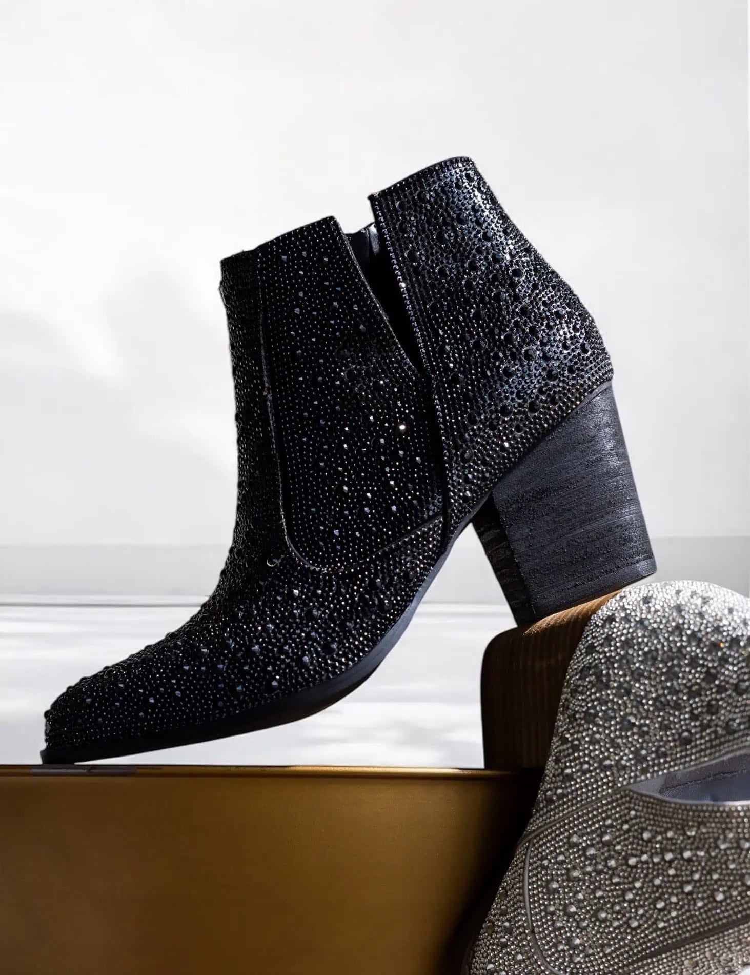 Shine Star Rhinestone Bootie in Black Shoes