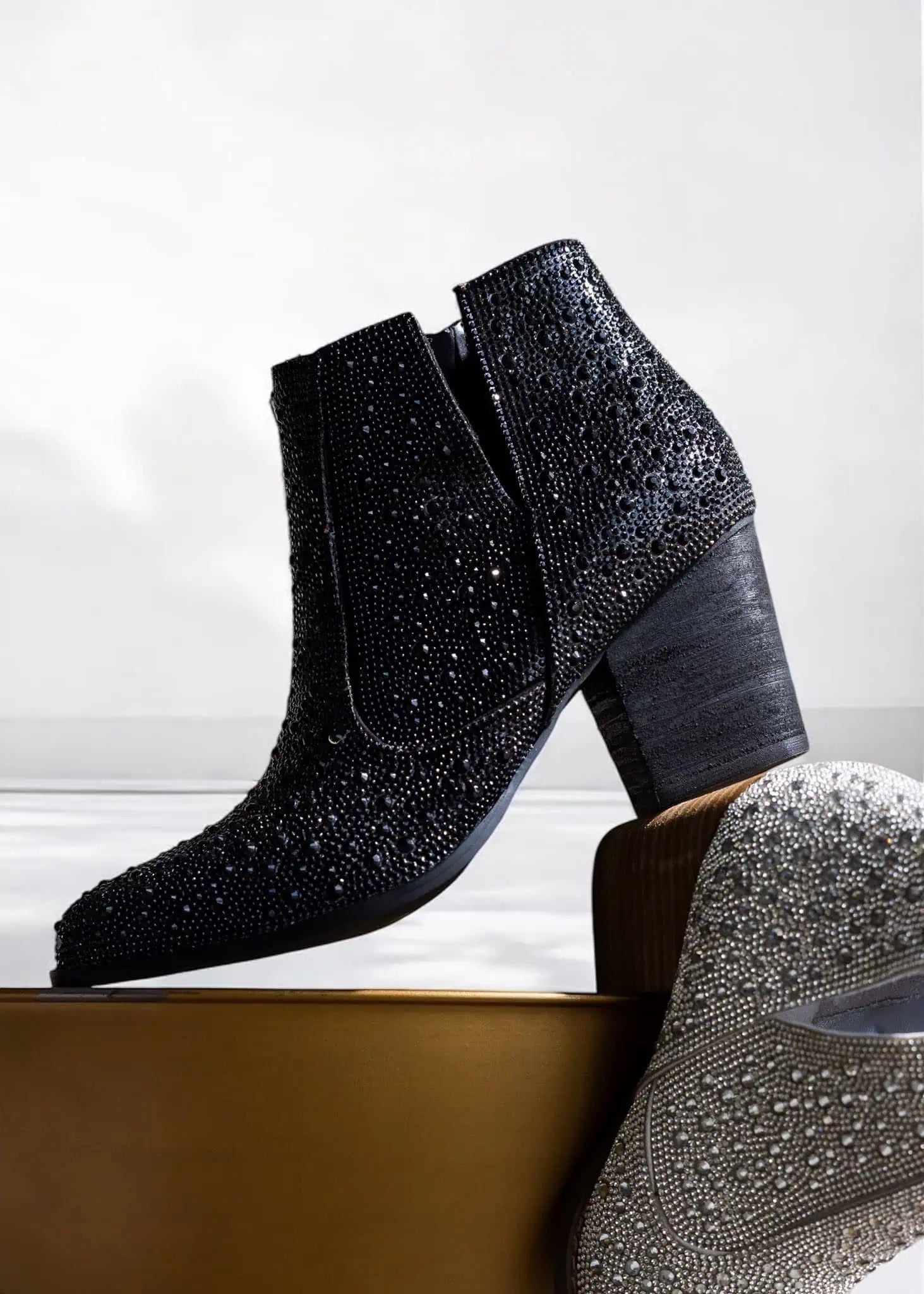 Shine Star Rhinestone Bootie in Black Shoes