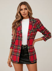 Plaid Single-Button Blazer | Blazers Daverri Fashions