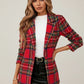 Plaid Single-Button Blazer - DAVERRI FASHIONS