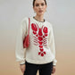 Full Size Lobster Contrast Trim Round Neck Sweater Plus Size - DAVERRI FASHIONS