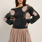 Floral Boat Neck Long Sleeve Sweater - DAVERRI FASHIONS