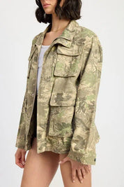 Camo Twill Jacket with Flap Pockets Tops