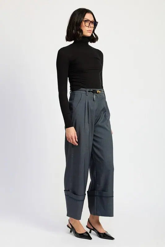 FOLD OVER PLEATED PANTS Bottoms