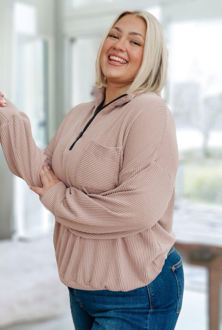 White Birch Plus Size Half Zip Pullover Tops