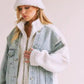 Loose Fit Sherpa Denim Jacket - DAVERRI FASHIONS