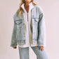 Loose Fit Sherpa Denim Jacket - DAVERRI FASHIONS