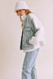 Loose Fit Sherpa Denim Jacket Coats & Jackets