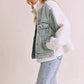 Loose Fit Sherpa Denim Jacket - DAVERRI FASHIONS