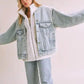 Loose Fit Sherpa Denim Jacket - DAVERRI FASHIONS