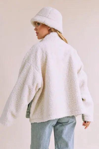 Loose Fit Sherpa Denim Jacket - DAVERRI FASHIONS