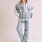 Loose Fit Sherpa Denim Jacket - DAVERRI FASHIONS