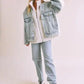 Loose Fit Sherpa Denim Jacket - DAVERRI FASHIONS