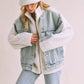 Loose Fit Sherpa Denim Jacket - DAVERRI FASHIONS