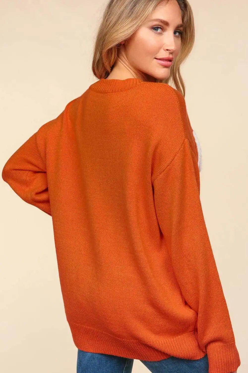 Haptics Full Size Metallic Glitter Embroidery Sweater Sweaters