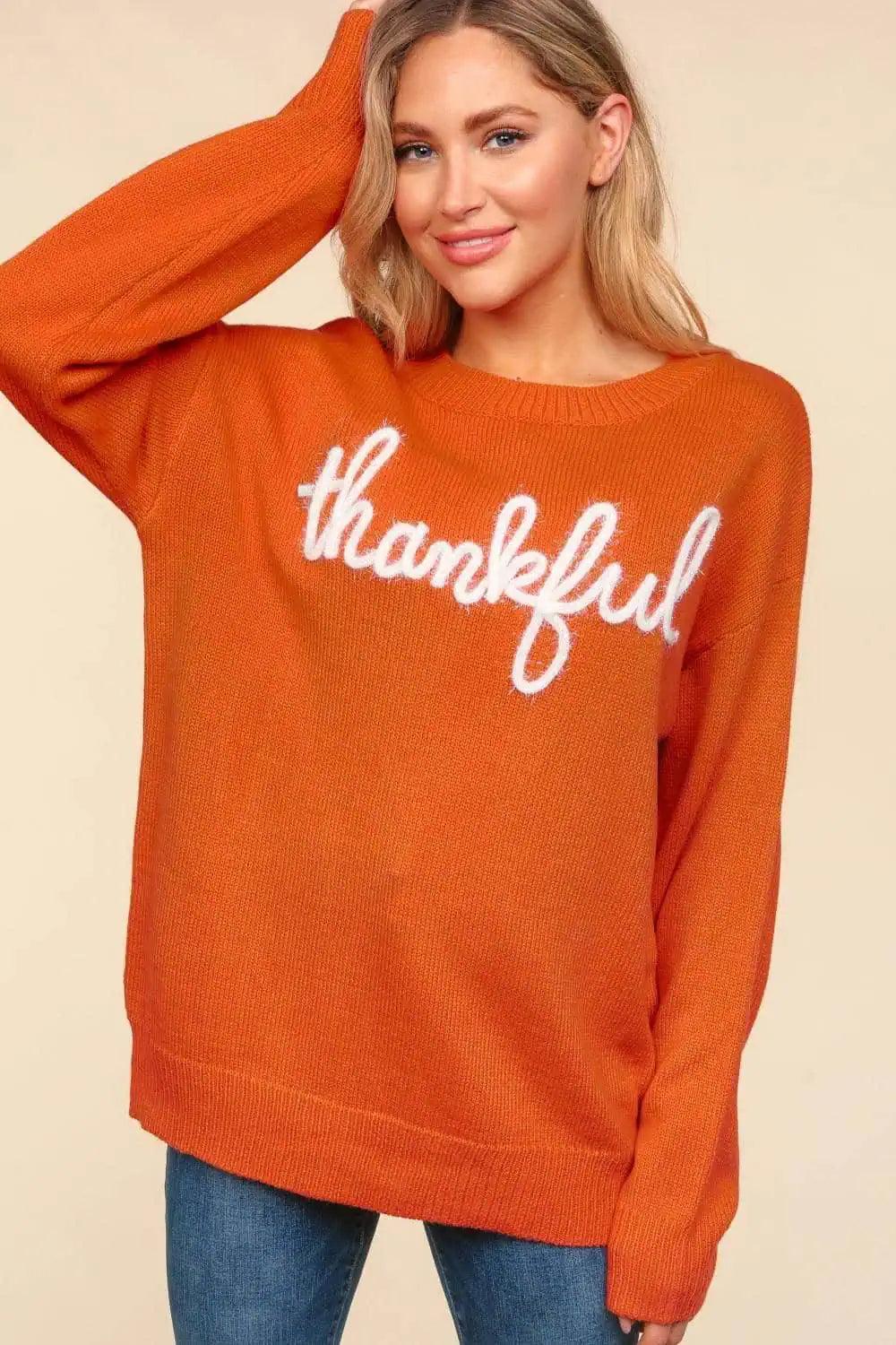 Haptics Full Size Metallic Glitter Embroidery Sweater Sweaters