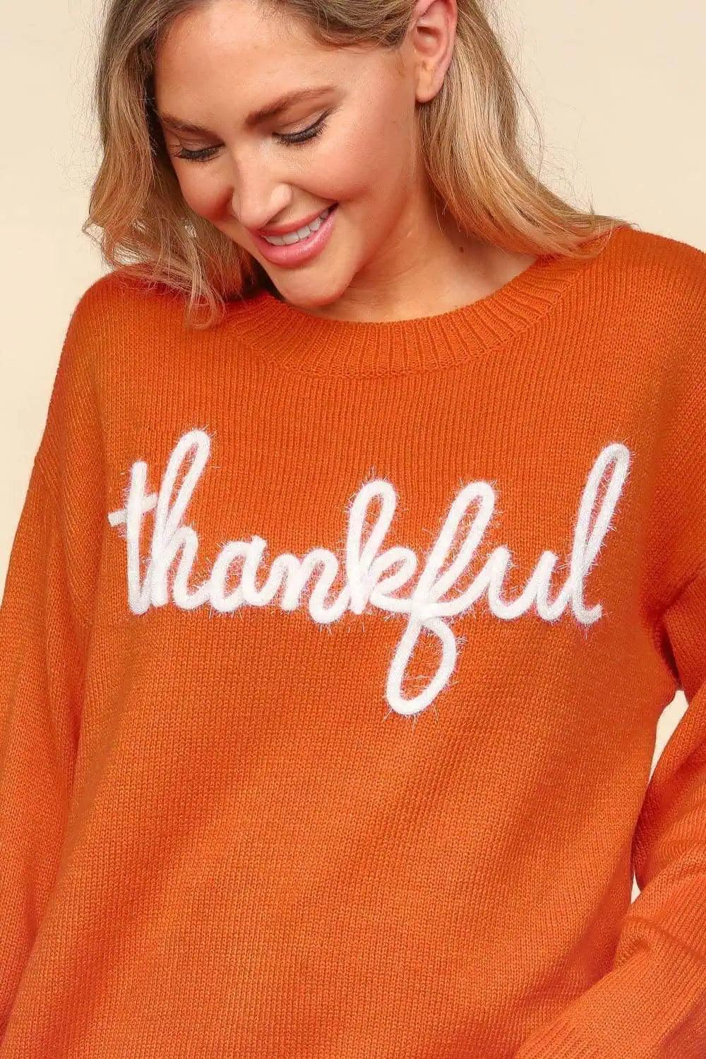 Haptics Full Size Metallic Glitter Embroidery Sweater Sweaters