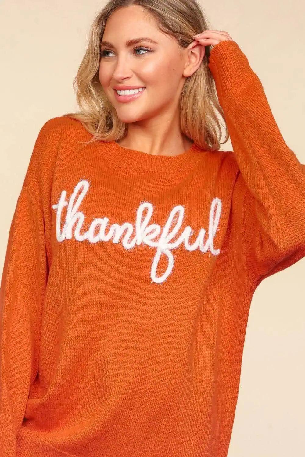 Haptics Full Size Metallic Glitter Embroidery Sweater Sweaters